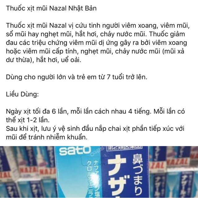 Tinh chất xịt khoáng mũi Nazal Nhật Bản