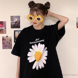 Áo Thun Nữ Dáng Rộng In Hình Hoa Hướng Dương
