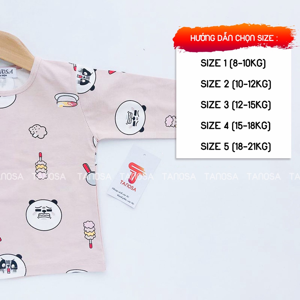 Đồ bộ bé trai bé gái TANOSA chất cotton in hình dễ thương cho bé từ 8 -21kg