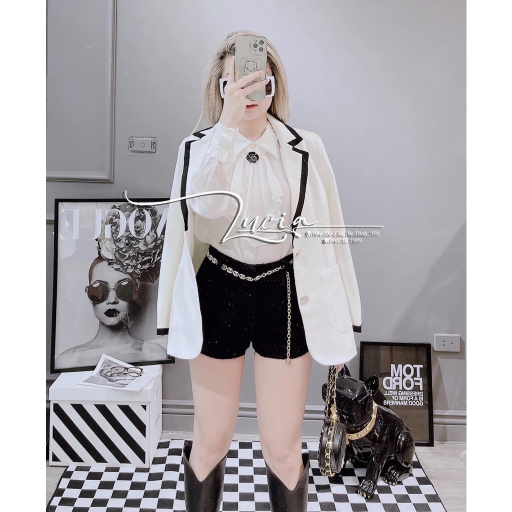 [ 𝐅𝐑𝐄𝐄 𝐒𝐇𝐈𝐏 ] ÁO VEST THÊU CHỮ PHỐI VIỀN BLAZER CAO CẤP