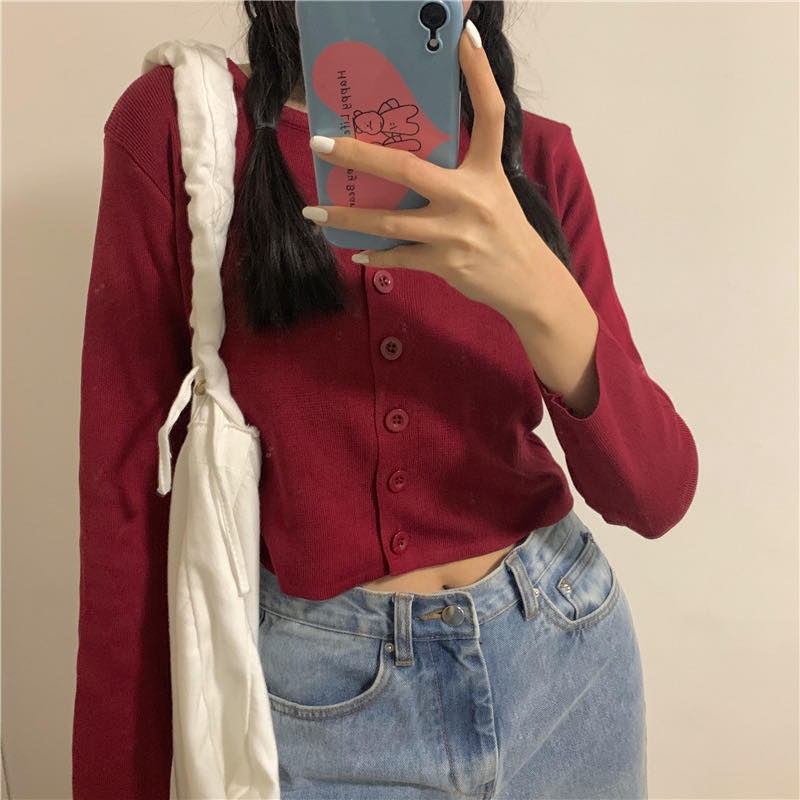 Áo croptop Cardigan lụa lạnh dệt kim mỏng  | BigBuy360 - bigbuy360.vn