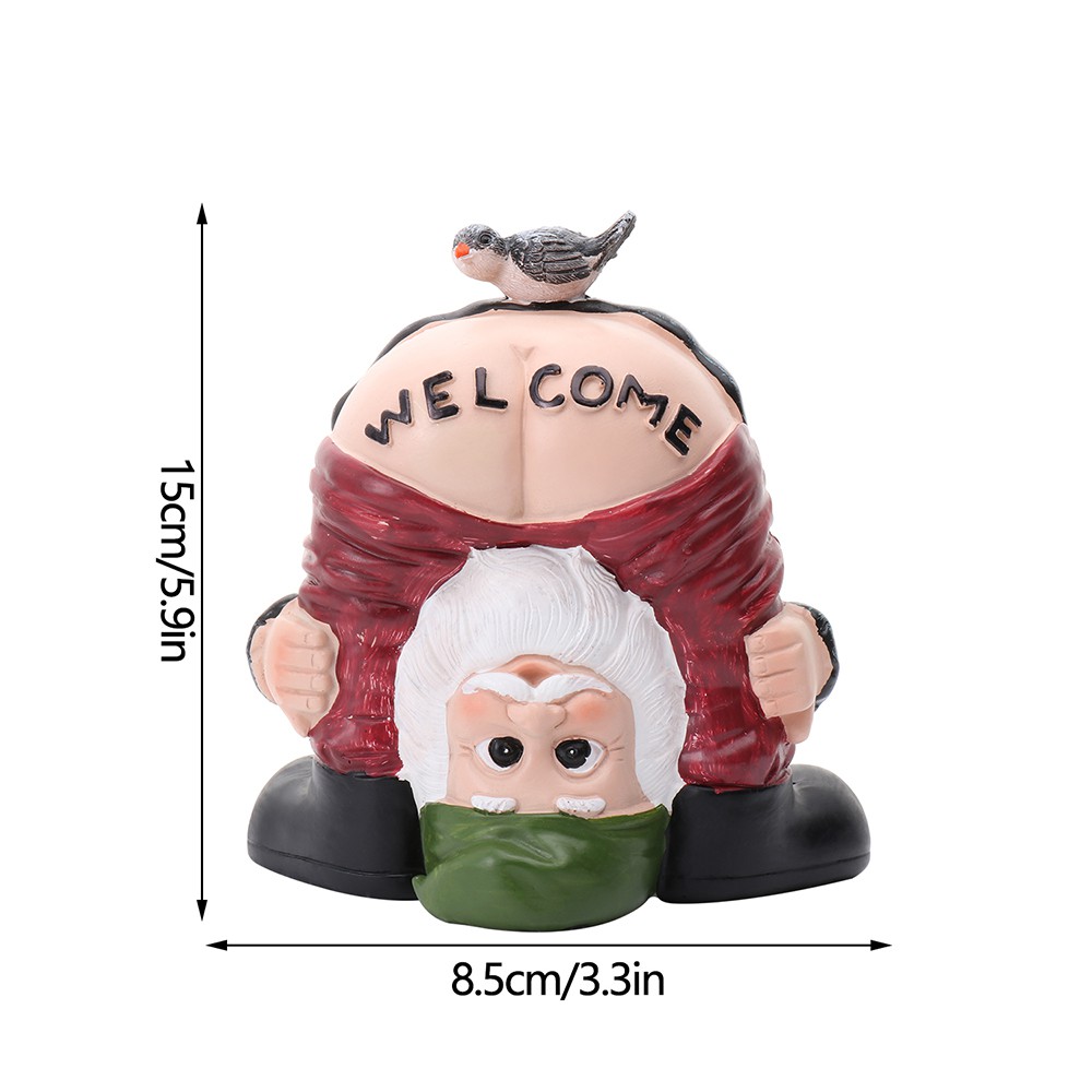 ❤LANSEL❤ Yard Garden Gnome Statue Lawn Welcome Gnome Figurine Indoor or Outdoor Decoration Ornaments Patio Bare Buttock Polyresin Statue