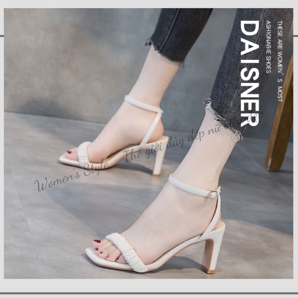 Giày cao gót hở mũi 8 phân MIDUKA, Sandal nữ mùa hè gió tiên basic 3 màu trắng, kem, đen đủ size 35-39 TD23