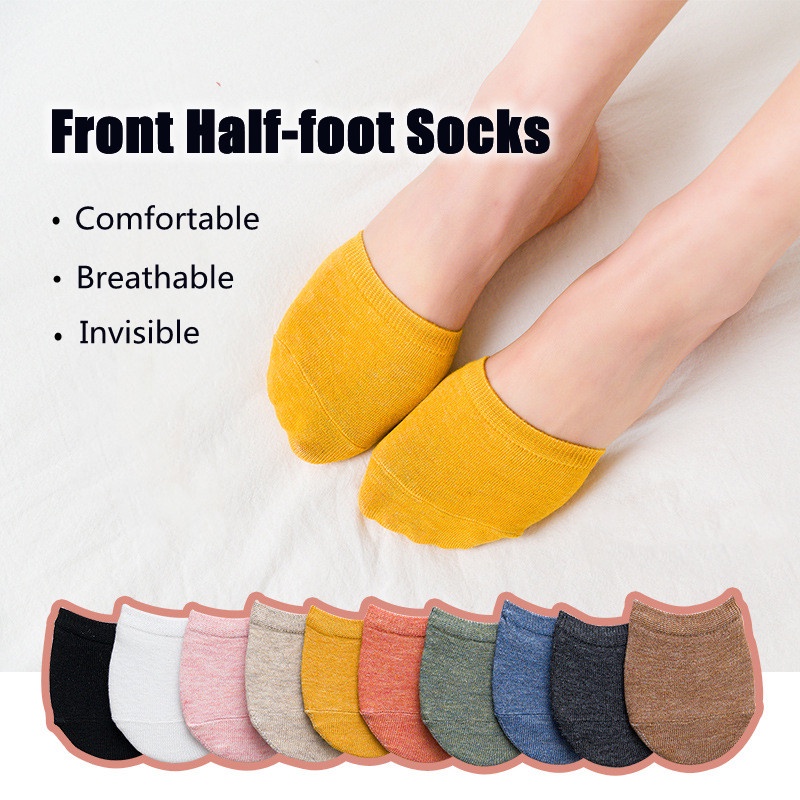 1 Đôi Vớ Mang Giày Cao Gót Bằng Cotton Mềm Mại Co Giãn Màu Trơn Chống Trượt Thoáng Khí Dành Cho Nữ