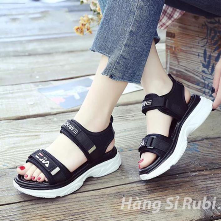 [Freeship] Sandal nữ đế bánh mỳ quai viền hai màu đen trắng - Sandal quai ngang nam nữ chuẩn kiểu Hàn Quốc -new221