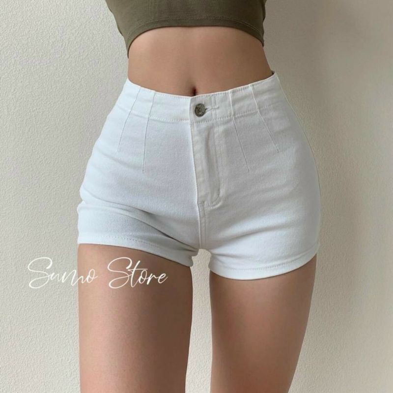 quần short jean lưng cao 1 nút siêu ôm vòng 3, cực hot, siêu xinh