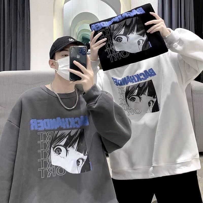 Áo thun dài tay form rộng hình Cô gái Backhander_Áo unisex dài tay thu đông basic, cá tính