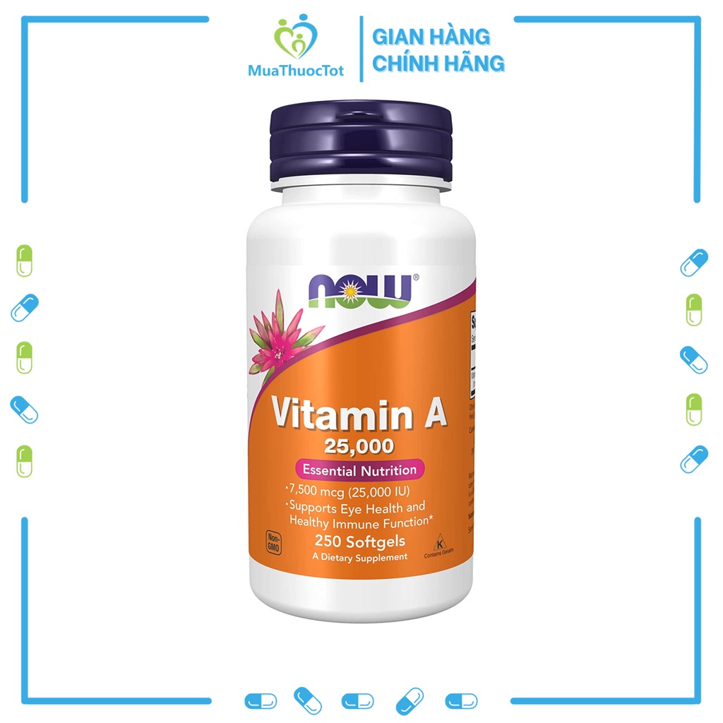 Now Foods - Viên Uống Bổ Sung Vitamin A (Fish Liver Oil) 25,000 IU 250 Viên