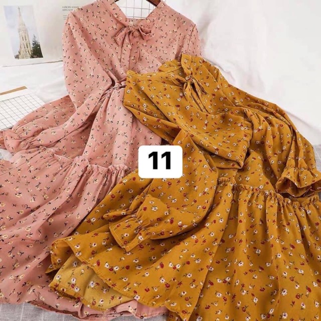 Váy hoa nhí vintage có đai thắt