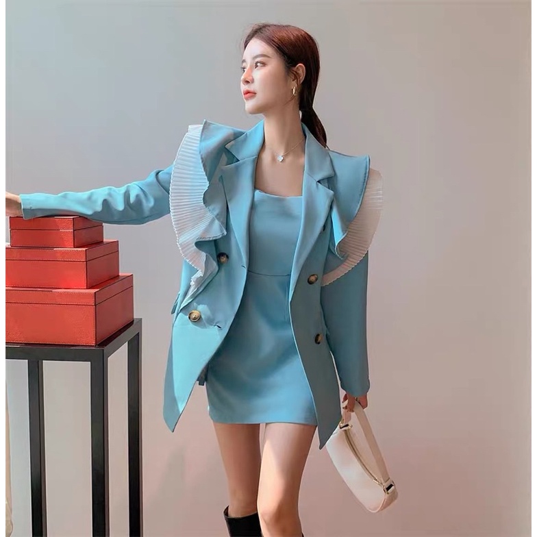 Khoác vest xanh biển dự tiệc dún tạo điểm nhấn hàng Quảng Châu | BigBuy360 - bigbuy360.vn