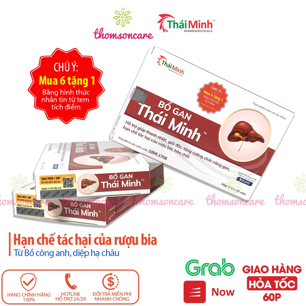 Bổ gan Thái Minh - Mua 6h tặng 1h bằng tem tích điểm, giải độc gan, mát gan từ Diệp hạ châu, Actiso