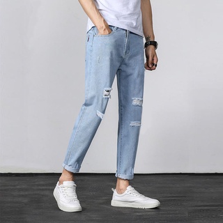 [sale xả kho] Quần baggy jean nam rách gối xanh nhạt pon.mens hà nội hcm