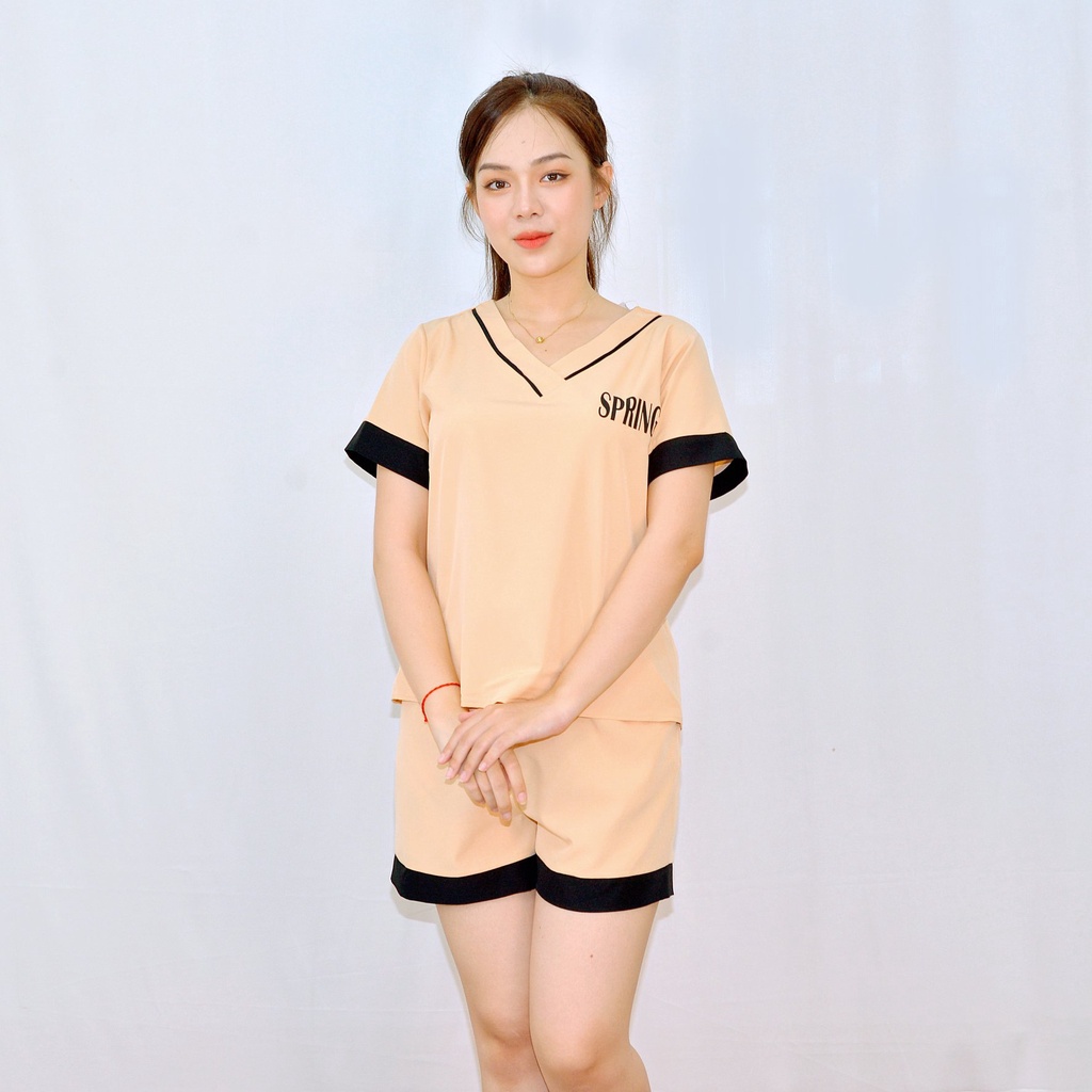 Bộ đồ bộ CỔ TIM MÀU VÀNG DA PHA TRẮNG CỰC XINH  vải  lụa cao cấp -  Thoải Mái Nhẹ Nhàng
