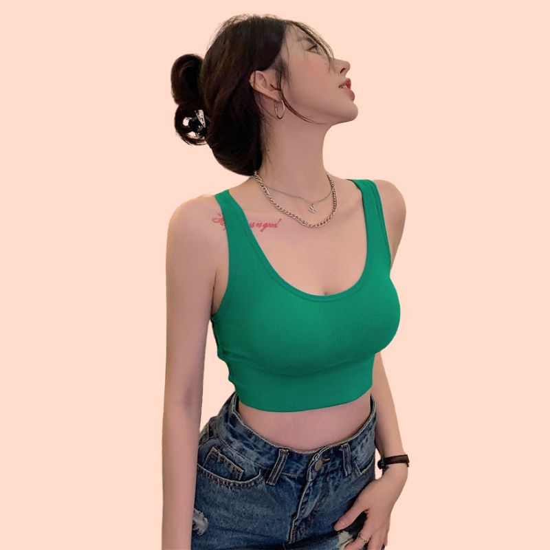Áo Bra Cotton Thun Co Giãn Thấm Hút Mồ Hôi SU Official, Áo Tập Gym Nâng Ngực Mút Mỏng 48343