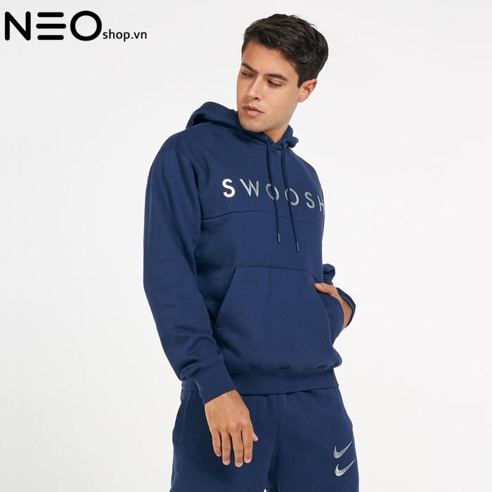 ÁO KHOÁC NỈ NAM NIKE SPORTWEAR SWOOSH MEN'S HOODIE - XANH CHỮ BẠC