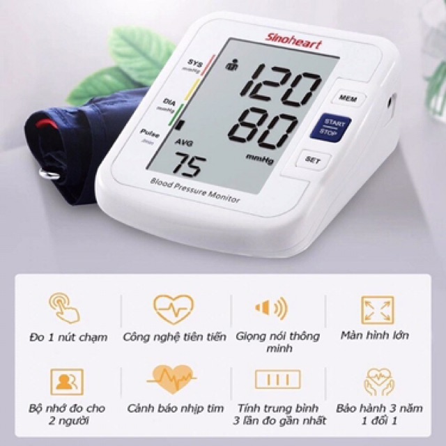[ Giá Huỷ Diệt ] Bộ máy đo huyết áp Sinoheart và máy đo đường huyết Safe accu - Sinocare Chính Hãng
