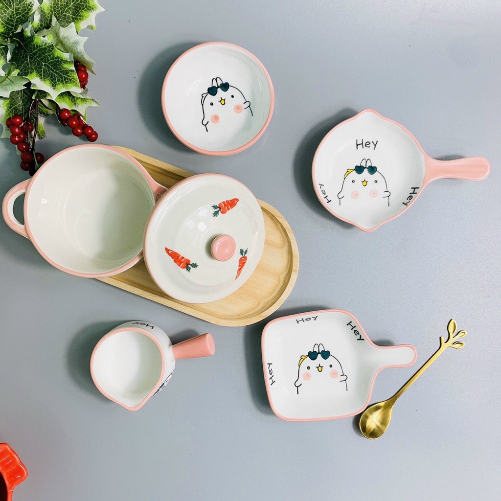 Bộ Bát Sứ Ăn Dặm Cho Bé , Chén Ăn Dặm Kiểu Nhật Hình Hoa Quả Đáng yêu