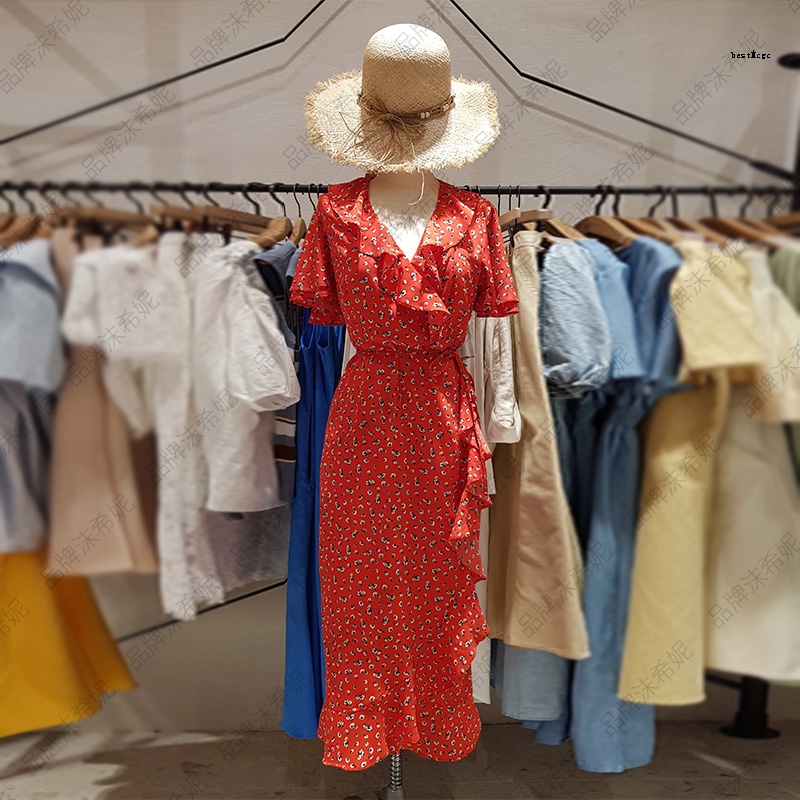 Đầm Dáng Chữ A Lưng Cao Cổ Chữ V Vải Voan Phong Cách Retro Thanh Lịch Mùa Hè Mới Dành Cho Bạn Nữ 2021