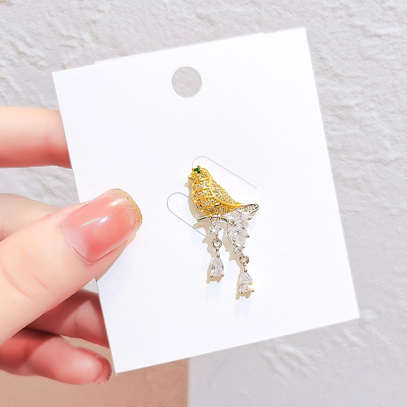 Ghim cài áo JIUDUOLAN thiết kế chú chim đính đá zircon Hàn Quốc thời trang dành cho nữ