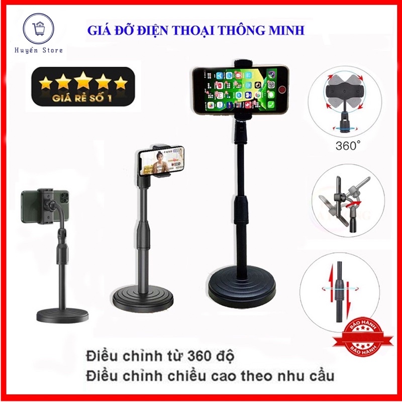 Giá Đỡ Điện Thoại Để Bàn Kẹp Điện Thoại Livestream Xem Video Xoay 360 Độ