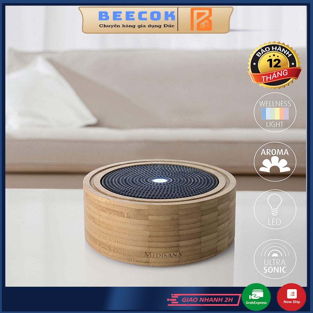 Máy xông tinh dầu tạo ẩm Medisana AD625 Hộp tre Bamboo, đèn 6 màu