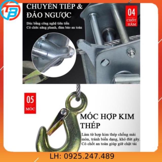 Tời Quay Tay 800 LBS Tải Trọng 320 Kg Có Cáp Móc 8 Mét