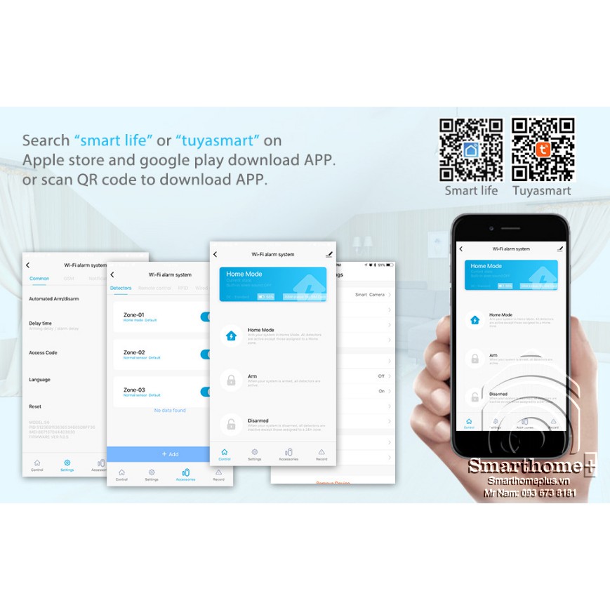 Bộ Báo Động Chống Trộm Qua Điện Thoại GSM Wifi Tuya SHP-CK6