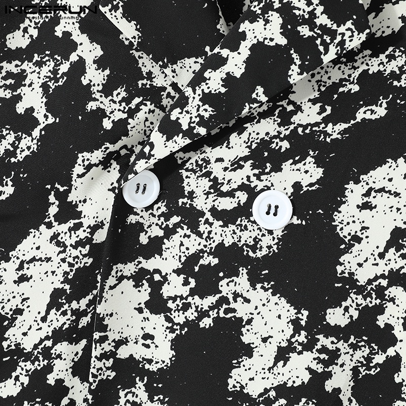 INCERUN Áo Sơ Mi Dài Tay Nhuộm Màu Thời Trang Dự Tiệc Cho Nam