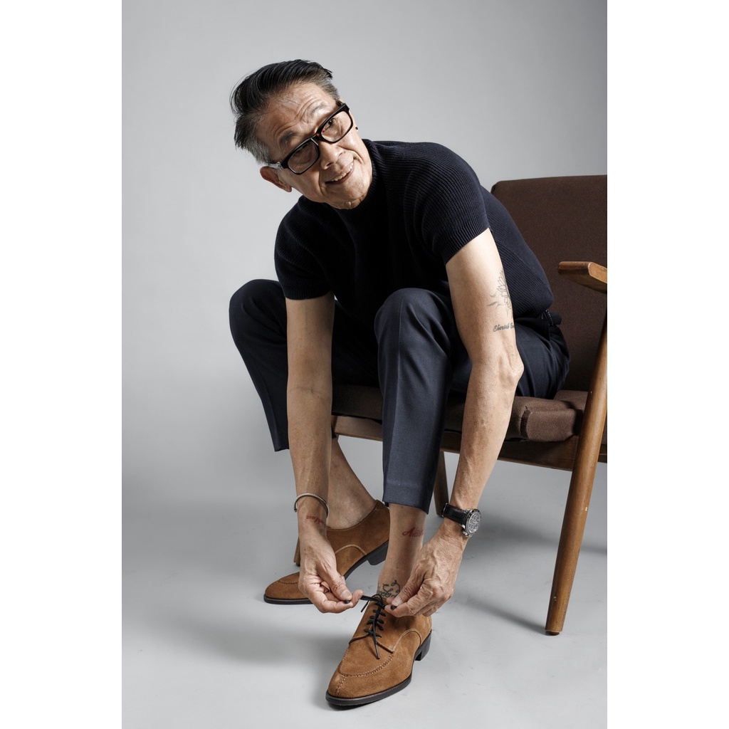Giày Tây Cổ Thấp Nam Derby Split Toe Alain Màu Tan Da Bò Cao Cấp Đế Gỗ Bọc Da - Thương Hiệu Alain Shoemaker