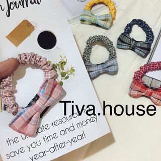 Cột tóc nơ nhiều màu nơ caro dây vải dày dặn