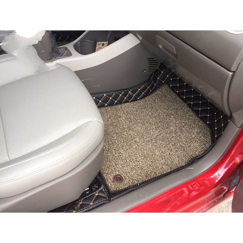 Thảm lót sàn 5D, 6D da PU cao cấp cho xe Kia Morning 08-21, chống nước, không mùi, phủ kín 90% sàn xe