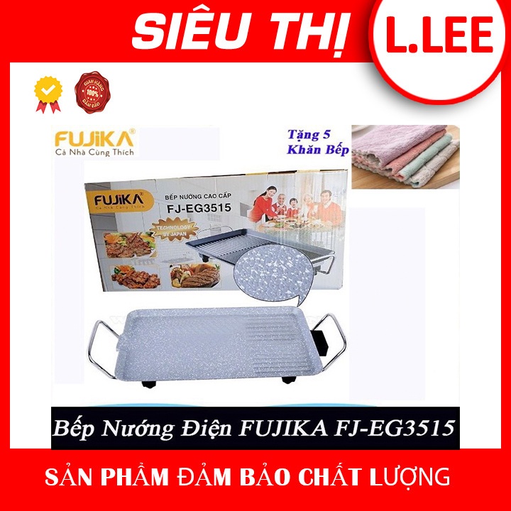Bếp nướng điện không khói FuJiKa FJ-EG3515 Công Suất 1350W vân đá chống dính công nghệ Nhật Bản tặng 5 khăn