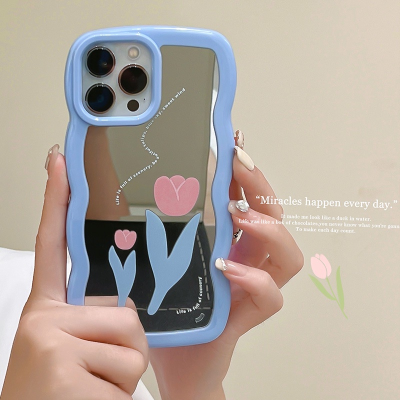 Ốp lưng iphone Ốp Điện Thoại Họa Tiết Ren Hoa Tráng Gương Cho iphone 11 / 12 / x / 8plus / 13Pro Dinuo case