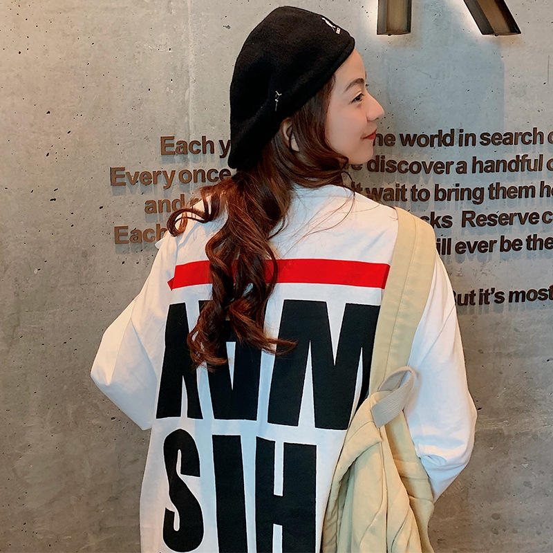 women tshirt loose casual Letter printing oversized long sleeve tshirtdress | BigBuy360 - bigbuy360.vn