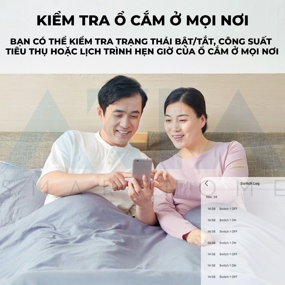 Ổ cắm wifi thông minh AKIA 3500W 16A - Tuya smart plug có đo điện năng tiêu thụ, kết nối app Smart Life