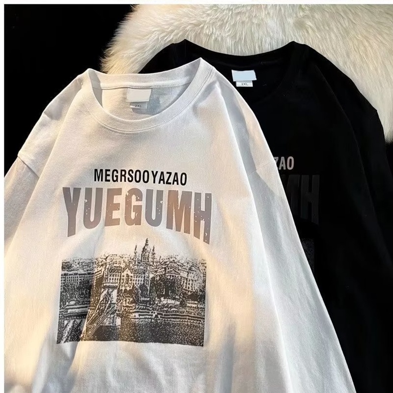 Áo Thun Tay Dài Dáng Rộng In Chữ Phong Cách Hip Hop Đường Phố Hàn Quốc Thời Trang Cho Nam Và Nữ size M-5XL