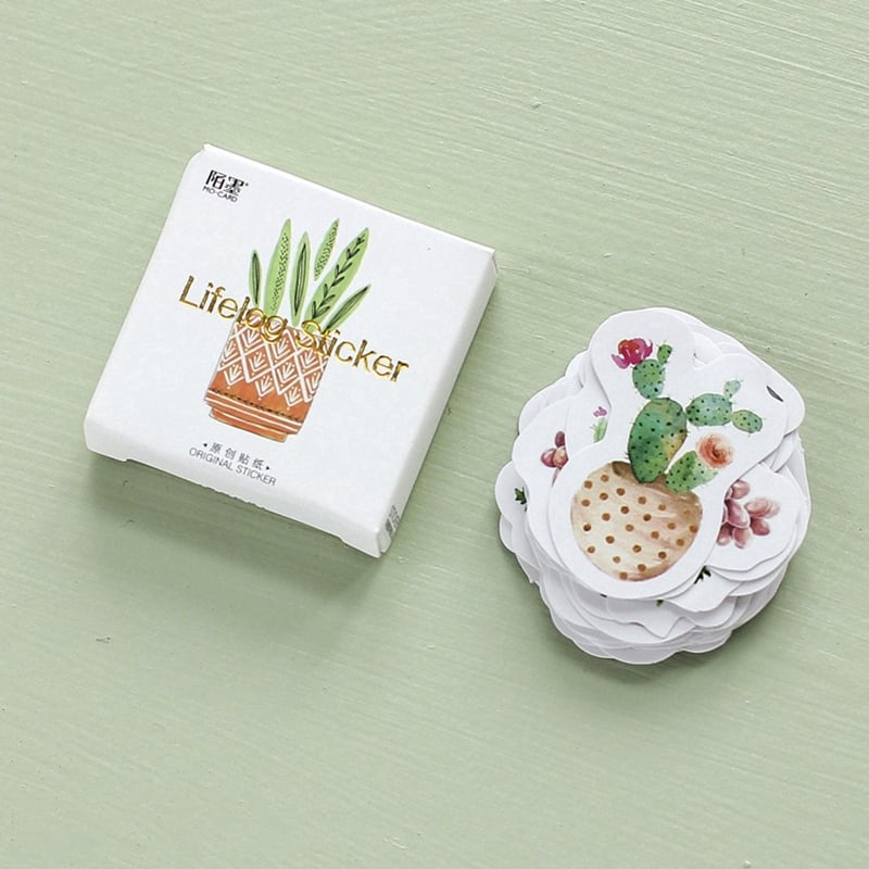 Hộp 45 Sticker chậu cây trang trí nhật kí scrapbook