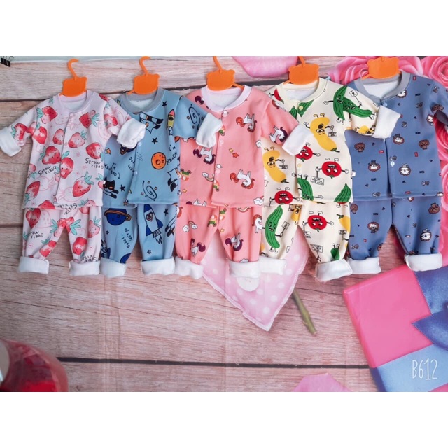 Combo 5 bộ nỉ lông cài cúc cho bé