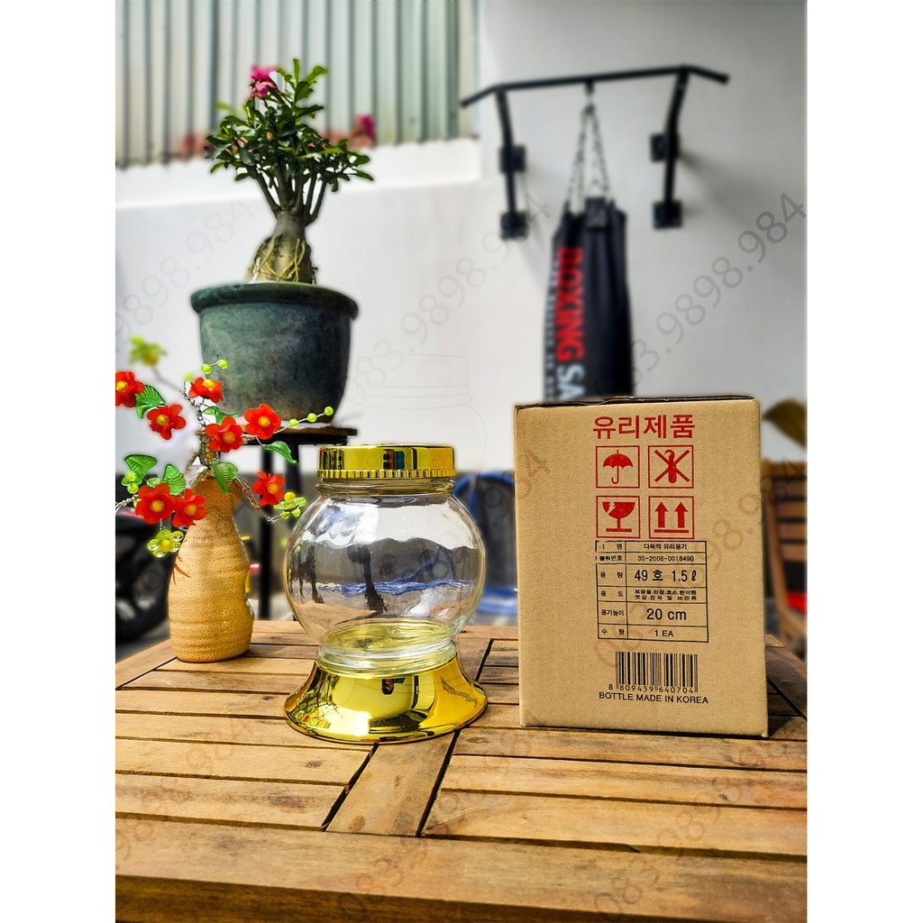 Bình thủy tinh Ngâm rượu 1,5L HÀN QUỐC YongCheon hình Cầu No49. Hàng cao cấp - Phóng to sâm - Bảo vệ sức khỏe. | BigBuy360 - bigbuy360.vn