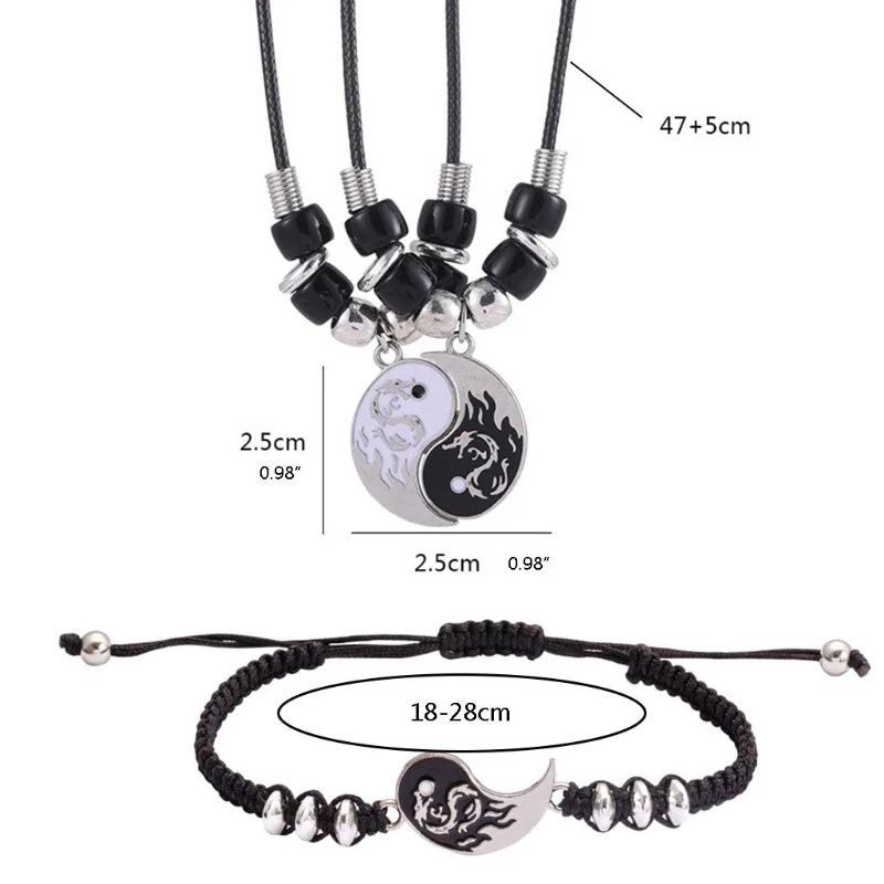 [Bán Chạy] Bộ 2 Vòng Cổ Và Vòng Tay Bện Dây Yin Yang Chi Thời Trang Cho Cặp Đôi [Trang Sức] [Trang Sức Cho Mẹ, Vợ, Bạn Thân, Bạn Bè]