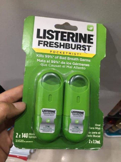 [Nhập Mỹ] Xịt thơm miệng Listerine Pocket Mist FreshBurst vỉ 2 chiếc