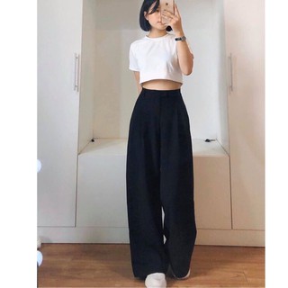 Quần ống rộng 2 ly cúc trước chất tuyết mưa cao cấp TTS