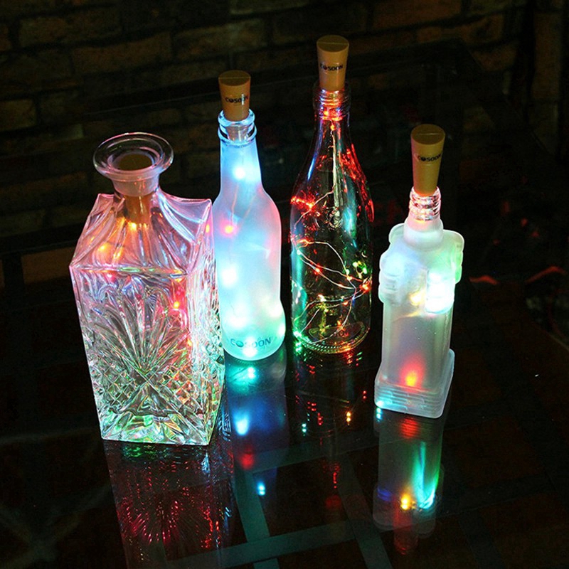 Dây đèn LED 10 bóng dài 1m có nút bần trang trí chai rượu