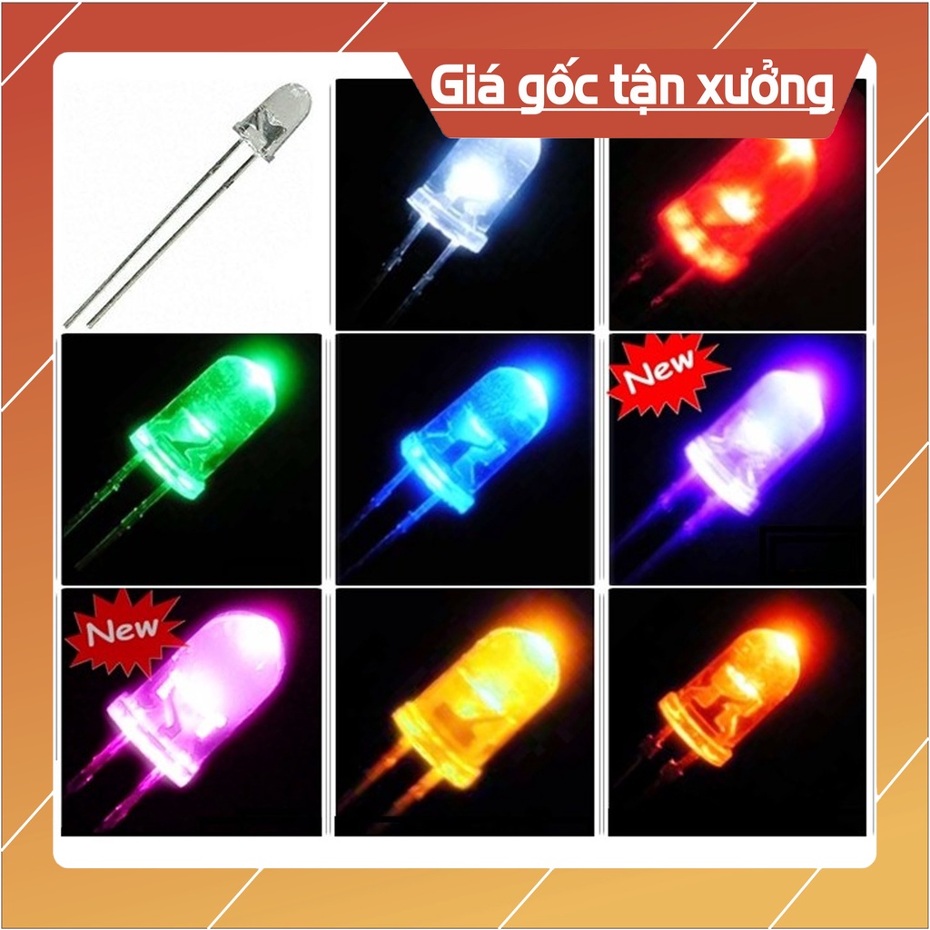 Đèn Led 5MM Đục/Siêu Sáng Đủ Màu Xanh Lá/ Xanh Dương/ Đỏ/ Trắng/ Vàng