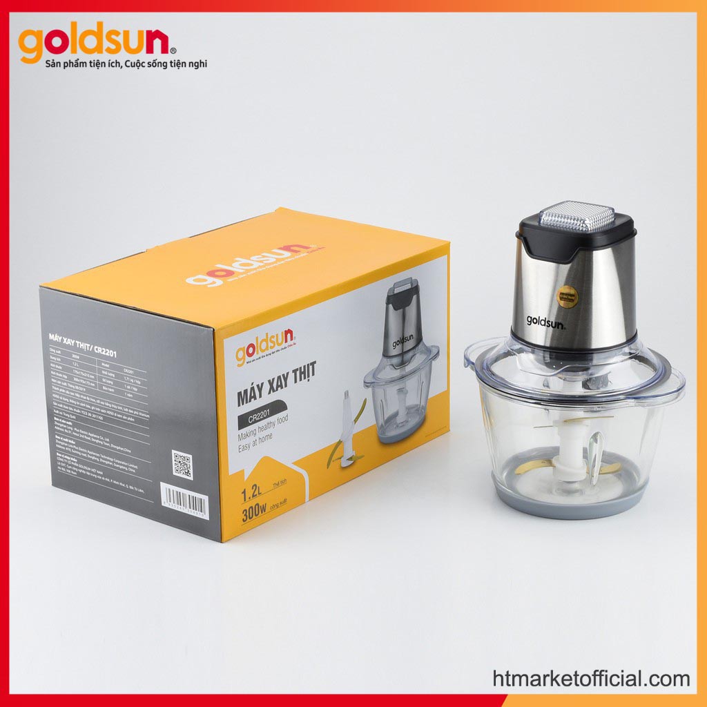 Máy xay thịt GOLDSUN CR2201 - 1.2L Cối thủy tinh - Lưỡi dao kép  Chính Hãng tại HCM