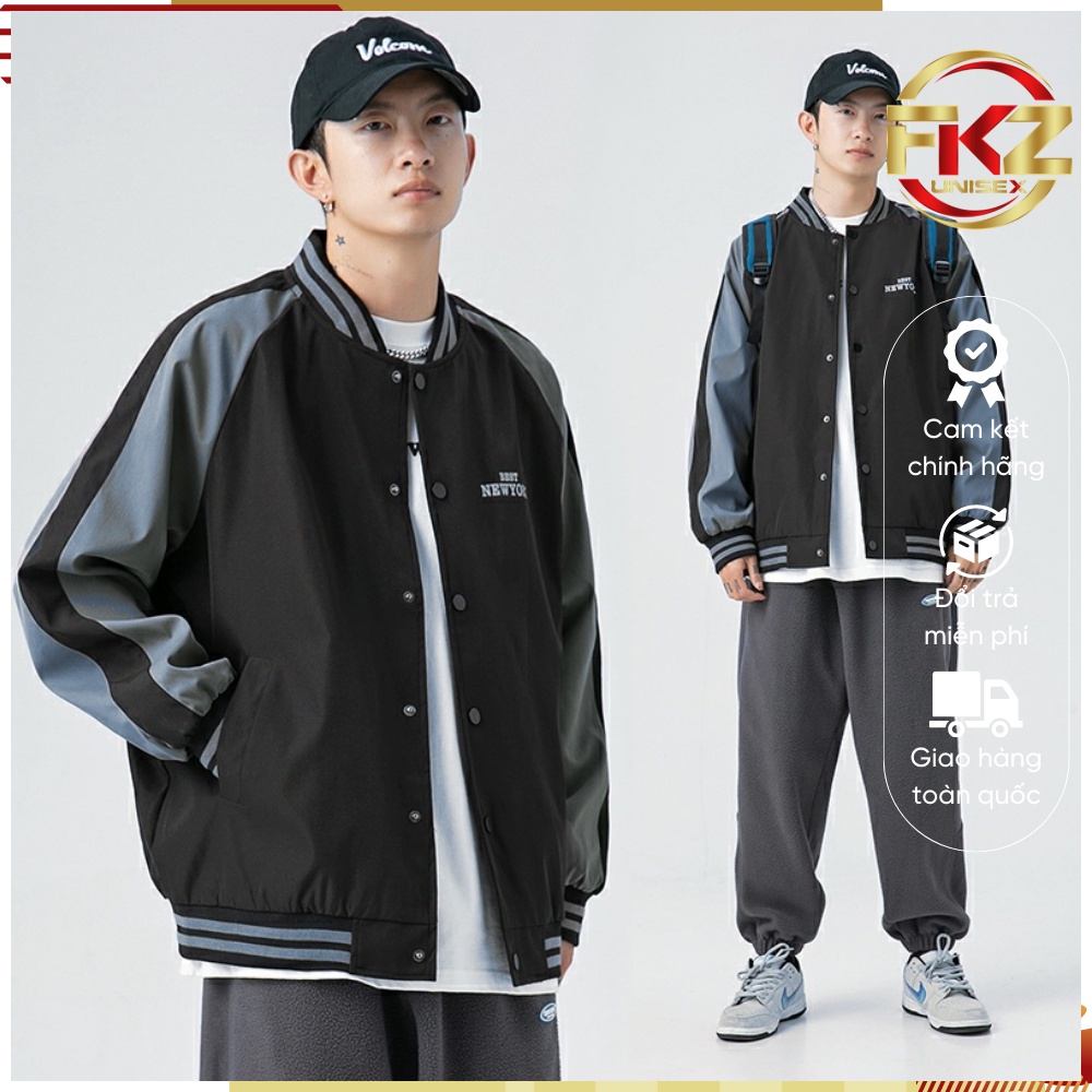 Áo khoác bomber nam nữ FKZ Unisex BEST NEWYORK chất kaki trẻ trung năng động