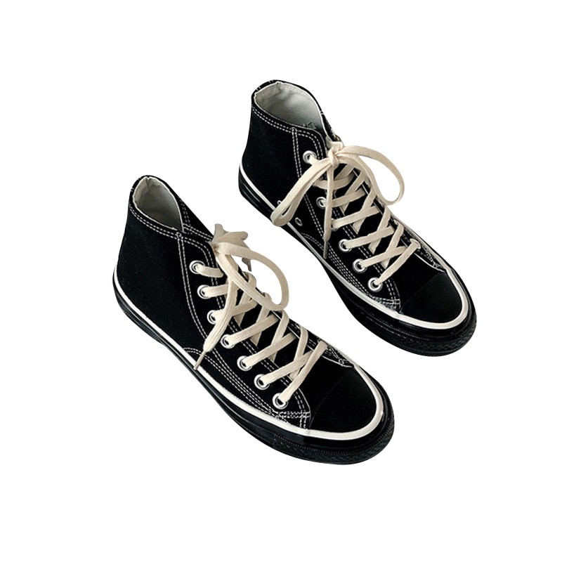 [order 15 ngày] Giày dáng cv full đen dây trắng ngà | BigBuy360 - bigbuy360.vn