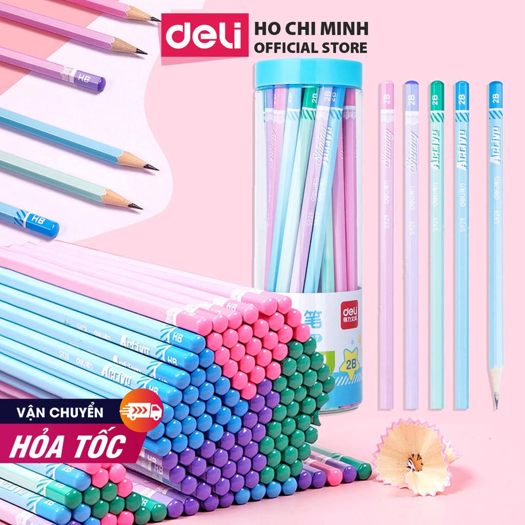 Bút chì hb 2b lục giác DELI 4 màu 5816- 58167-S928-929 30 cái/hộp