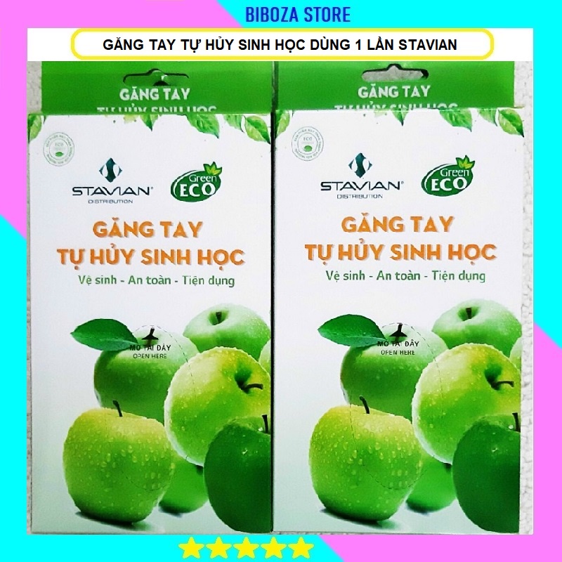 Găng Tay Nilon Tự Hủy Sinh Học STAVIAN Dùng 1 Lần, Hộp 60 Chiếc