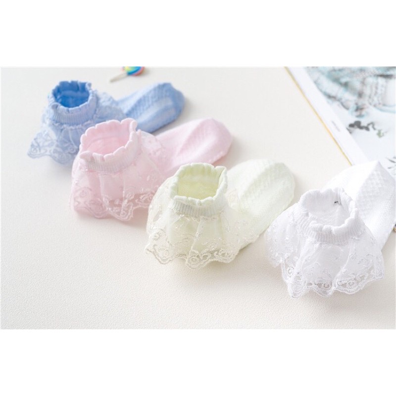 [FREESHIP EXTRA]Tất cổ ren - Tất cotton cổ ren co giãn cho bé gái xinh xắn dễ thương